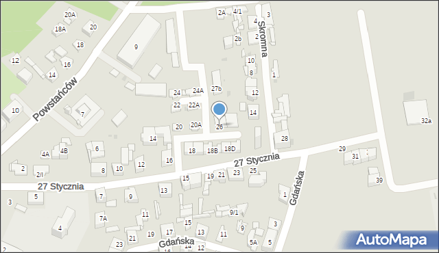 Sosnowiec, 27 Stycznia, 26, mapa Sosnowca