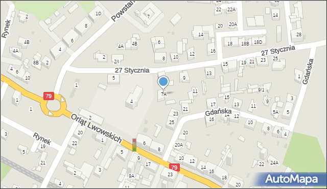 Sosnowiec, 27 Stycznia, 7A, mapa Sosnowca