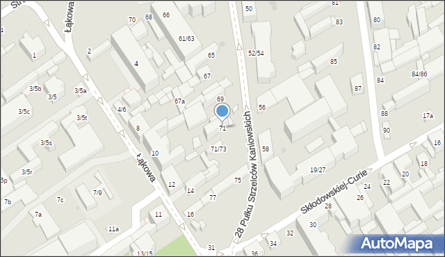 Łódź, 28 Pułku Strzelców Kaniowskich, 71, mapa Łodzi