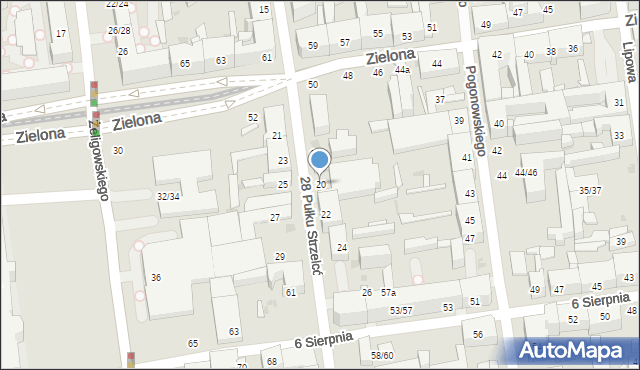 Łódź, 28 Pułku Strzelców Kaniowskich, 20, mapa Łodzi