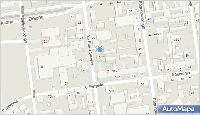 Łódź, 28 Pułku Strzelców Kaniowskich, 24, mapa Łodzi