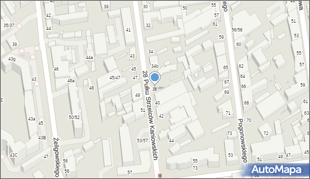 Łódź, 28 Pułku Strzelców Kaniowskich, 38, mapa Łodzi