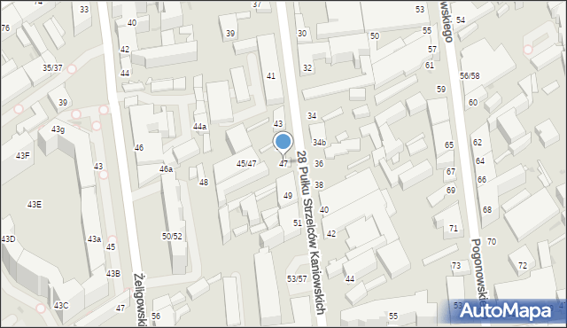 Łódź, 28 Pułku Strzelców Kaniowskich, 47, mapa Łodzi