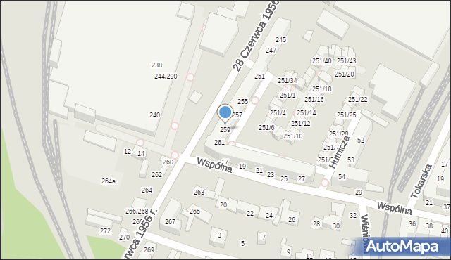 Poznań, 28 Czerwca 1956 r., 259, mapa Poznania