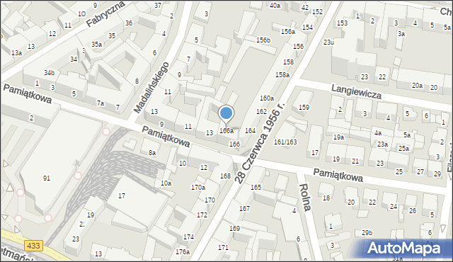 Poznań, 28 Czerwca 1956 r., 166a, mapa Poznania
