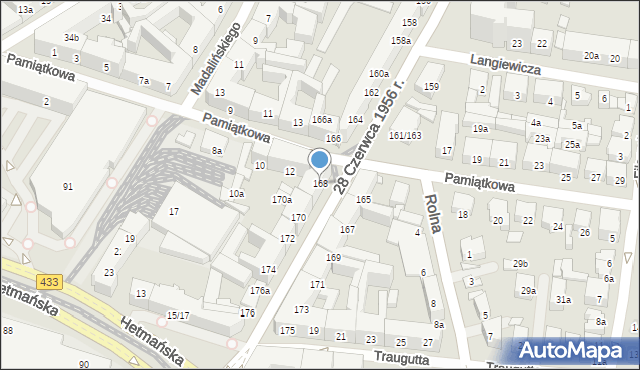 Poznań, 28 Czerwca 1956 r., 168, mapa Poznania