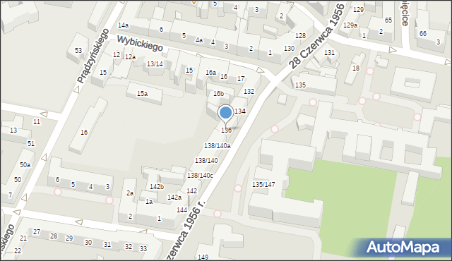 Poznań, 28 Czerwca 1956 r., 136, mapa Poznania