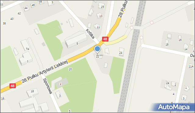 Zajezierze, 28 Pułku Artylerii Lekkiej, 22, mapa Zajezierze