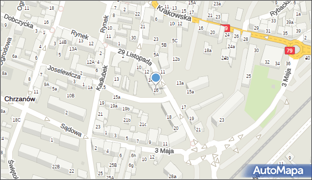 Chrzanów, 29 Listopada, 16, mapa Chrzanów