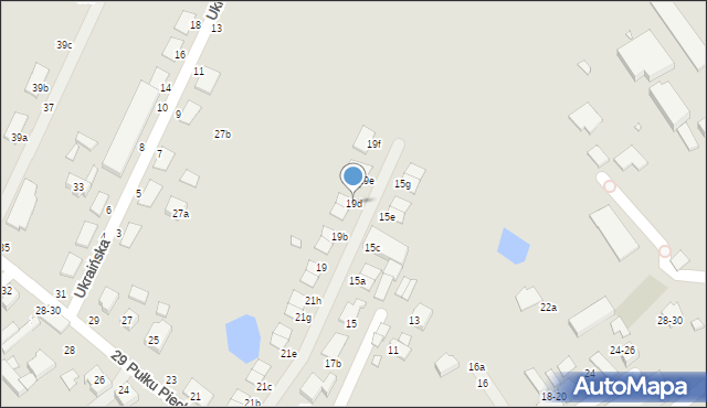 Kalisz, 29 Pułku Piechoty, 19d, mapa Kalisza