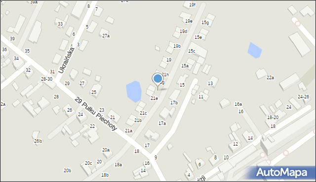 Kalisz, 29 Pułku Piechoty, 21f, mapa Kalisza