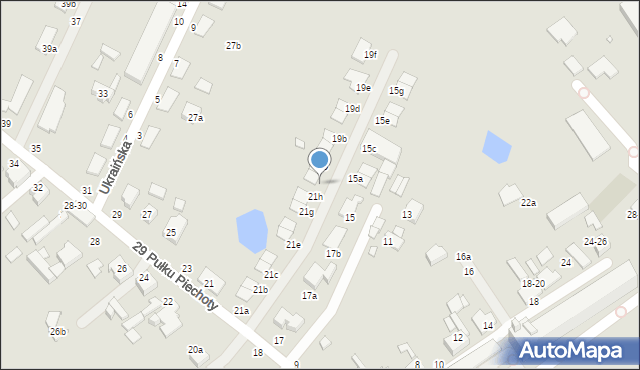 Kalisz, 29 Pułku Piechoty, 21i, mapa Kalisza