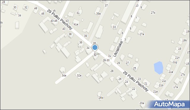 Kalisz, 29 Pułku Piechoty, 32, mapa Kalisza