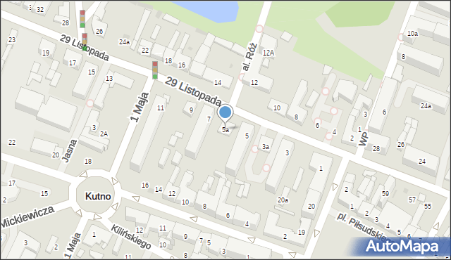 Kutno, 29 Listopada, 5a, mapa Kutno