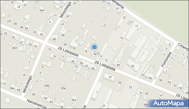 Kutno, 29 Listopada, 74, mapa Kutno