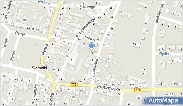 Słomniki, 29 Listopada, 11, mapa Słomniki