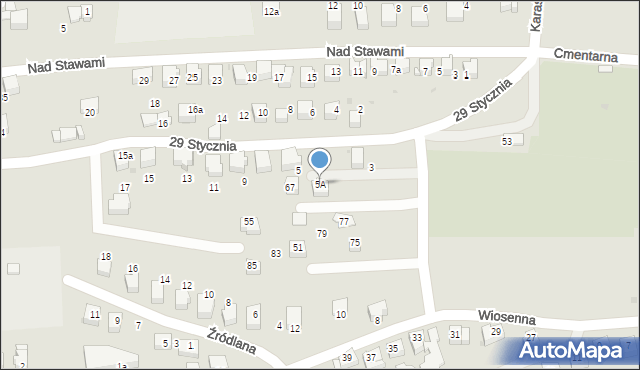 Sucha Beskidzka, 29 Stycznia, 5A, mapa Sucha Beskidzka