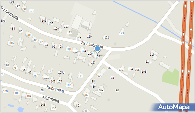 Tomaszów Lubelski, 29 Listopada, 108, mapa Tomaszów Lubelski