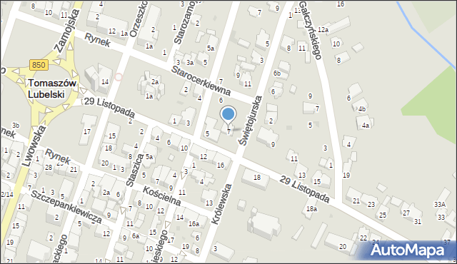 Tomaszów Lubelski, 29 Listopada, 7, mapa Tomaszów Lubelski