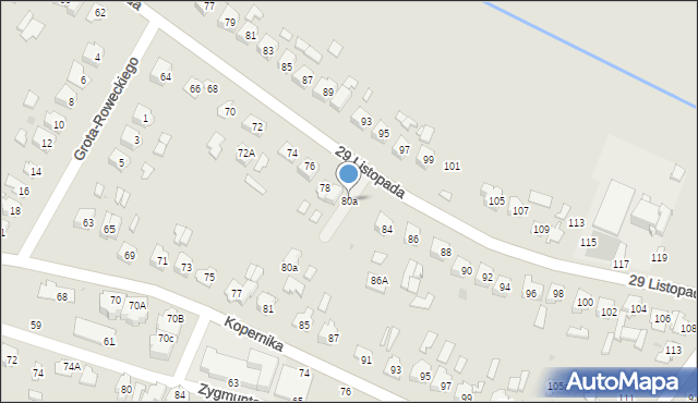 Tomaszów Lubelski, 29 Listopada, 80a, mapa Tomaszów Lubelski