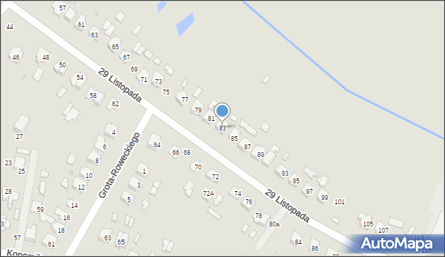 Tomaszów Lubelski, 29 Listopada, 83, mapa Tomaszów Lubelski