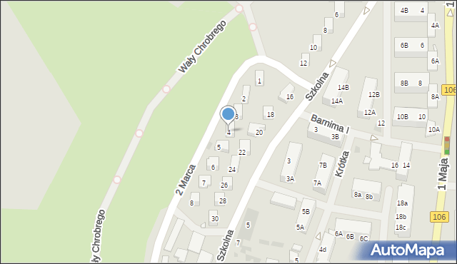 Pyrzyce, 2 Marca, 4, mapa Pyrzyce