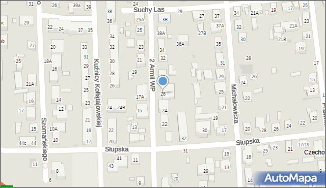 Warszawa, 2 Armii Wojska Polskiego, 28, mapa Warszawy