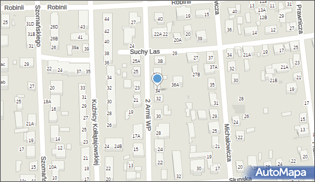 Warszawa, 2 Armii Wojska Polskiego, 34, mapa Warszawy