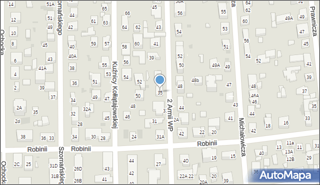 Warszawa, 2 Armii Wojska Polskiego, 35, mapa Warszawy