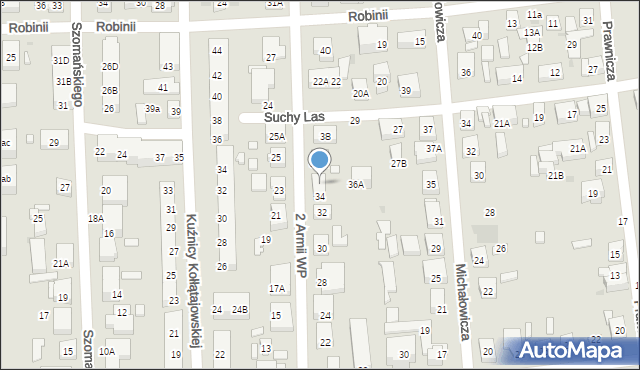 Warszawa, 2 Armii Wojska Polskiego, 36, mapa Warszawy