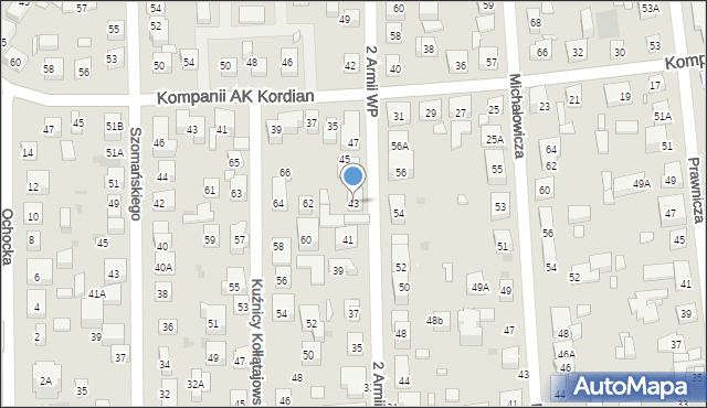 Warszawa, 2 Armii Wojska Polskiego, 43, mapa Warszawy