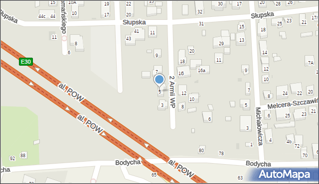 Warszawa, 2 Armii Wojska Polskiego, 5, mapa Warszawy