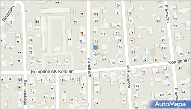 Warszawa, 2 Armii Wojska Polskiego, 58, mapa Warszawy