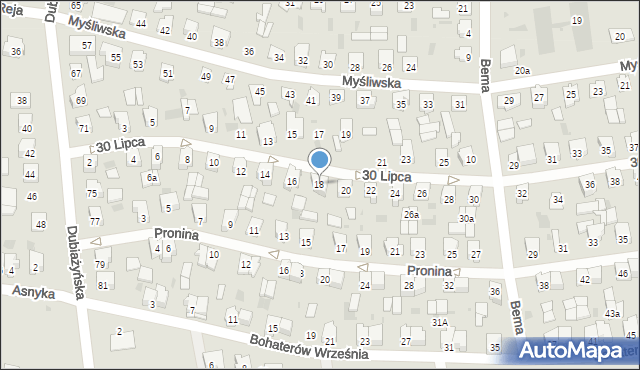 Bielsk Podlaski, 30 Lipca, 18, mapa Bielsk Podlaski