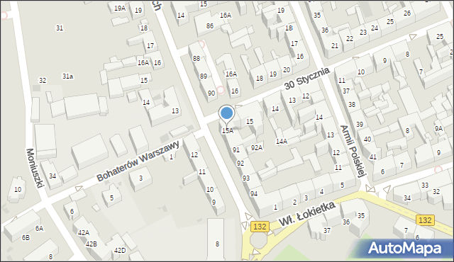 Gorzów Wielkopolski, 30 Stycznia, 15A, mapa Gorzów Wielkopolski