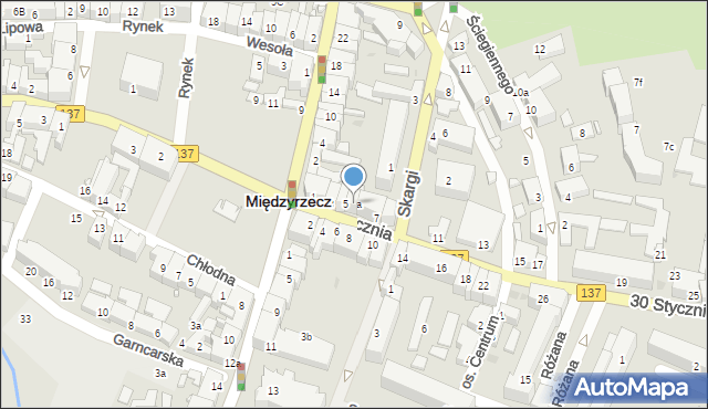 Międzyrzecz, 30 Stycznia, 7a, mapa Międzyrzecz