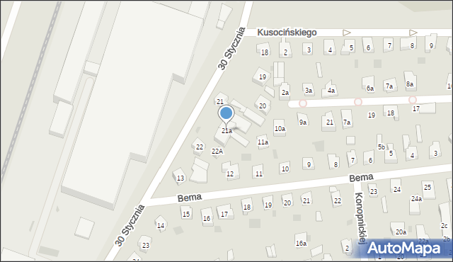 Tczew, 30 Stycznia, 21a, mapa Tczew