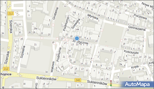 Chojnice, 31 Stycznia, 11, mapa Chojnic