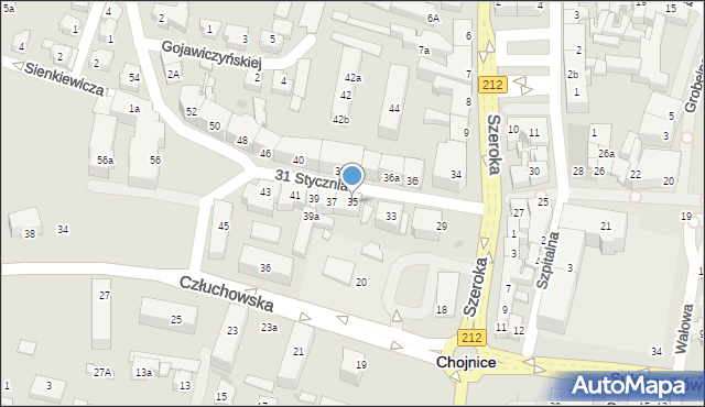 Chojnice, 31 Stycznia, 35, mapa Chojnic