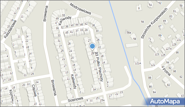 Łomża, 33 Pułku Piechoty, 19, mapa Łomży