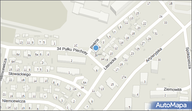 Biała Podlaska, 34 Pułku Piechoty, 1b, mapa Białej Podlaskiej