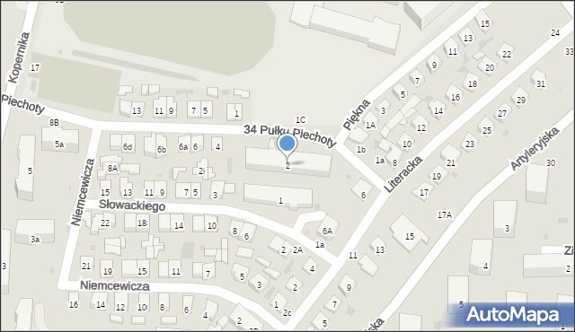 Biała Podlaska, 34 Pułku Piechoty, 2, mapa Białej Podlaskiej