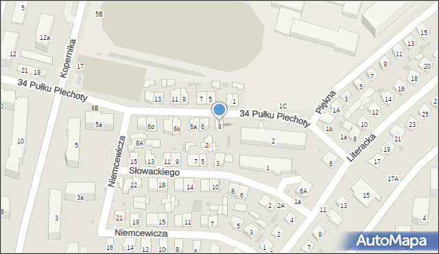 Biała Podlaska, 34 Pułku Piechoty, 4, mapa Białej Podlaskiej