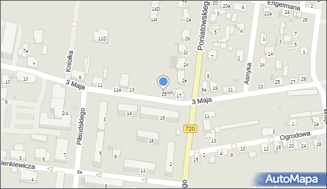 Błonie, 3 Maja, 15, mapa Błonie