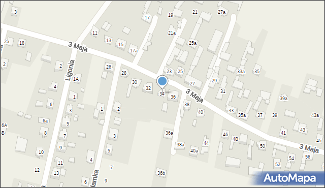 Boronów, 3 Maja, 34, mapa Boronów