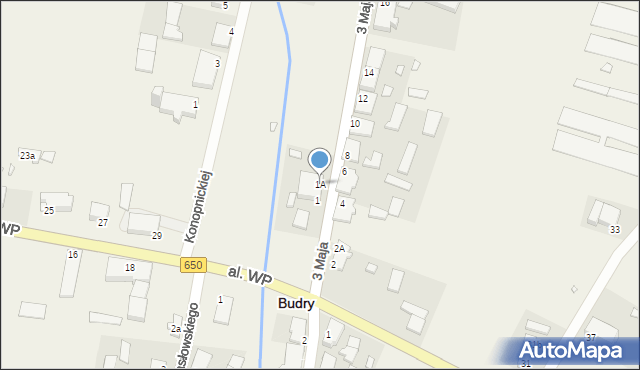 Budry, 3 Maja, 1A, mapa Budry