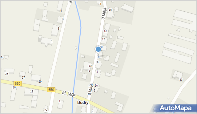 Budry, 3 Maja, 8, mapa Budry