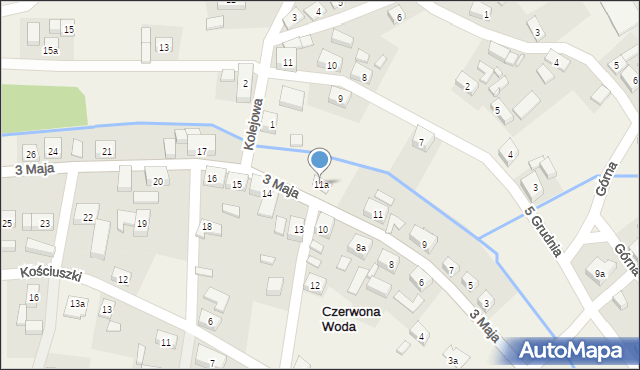 Czerwona Woda, 3 Maja, 11a, mapa Czerwona Woda