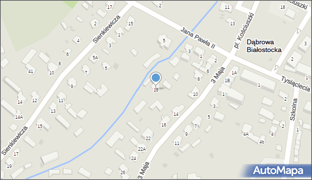 Dąbrowa Białostocka, 3 Maja, 18, mapa Dąbrowa Białostocka