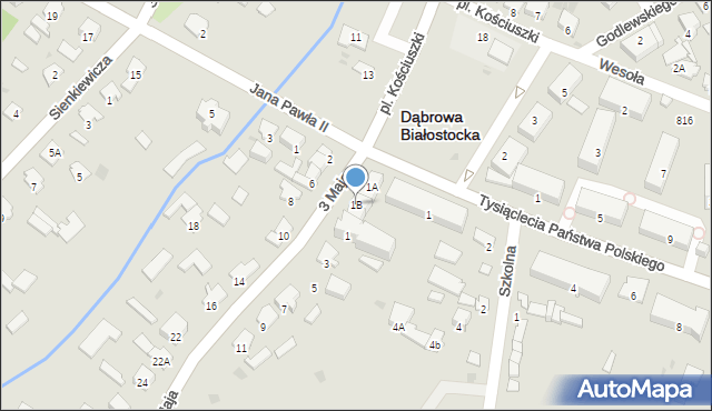 Dąbrowa Białostocka, 3 Maja, 1B, mapa Dąbrowa Białostocka